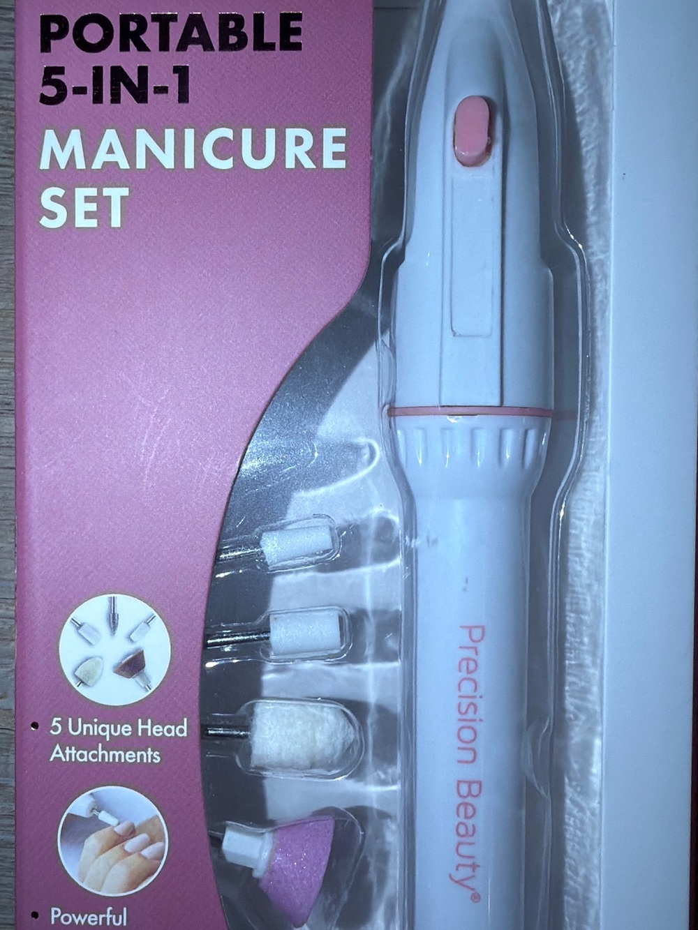 Precision Beauty Portable 5-in-1 Manicure Set — White & Pink